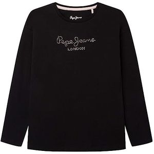 Pepe Jeans Nuria L/S T-shirt voor meisjes, Zwart, 4 Jaren