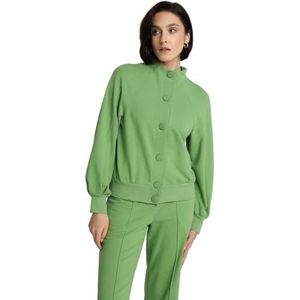 Madnezz House Dames shirt Ramona met opstaande kraag, lange mouwen, knopen blouse, groen, L