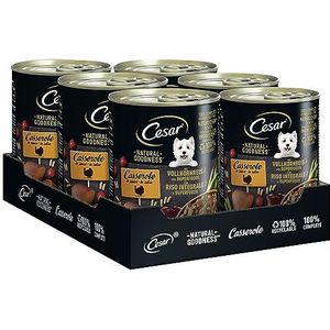 Cesar Natural Goodness Natvoer braadpan voor honden, kalkoensmaak en pasta, saus, 6 x 400 g, totaal 2,4 kg