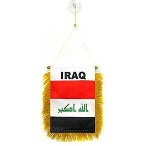 Iraq mini Banner 6'' x 4'' - Iraqi PENNANT 15 x 10 cm - mini Banners 4x6 inch zuignap hanger - AZ FLAG