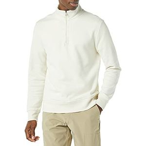 Amazon Essentials Men's Fleecesweatshirt met lange mouwen en kwartrits, Gebroken wit, S