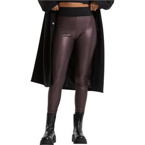 Urban Classics Treggins voor dames, hoge taille, imitatieleer met hoge taille, rood (rode wijn), XL