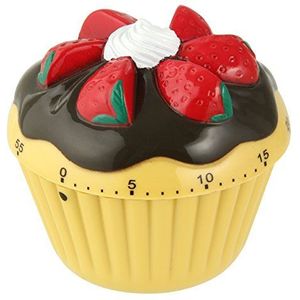 Zenker Korte tijdwekker, Ø 70 mm cupcake patisserie, keukenwekker van robuust kunststof, korte tijdmeter in mooi cupcake-design, timer tot 60 minuten instelbaar, kleur: cupcake design