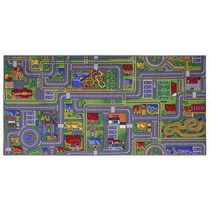 ID Mat 95200 City Ville Gris tapijt speelkaarten polyamide vezel/latexgel meerkleurig 200 x 95 x 0,5 cm