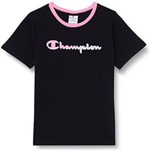 Champion Legacy C-Color S/S Logo T-shirt voor meisjes, zwart, 5-6 Jaar
