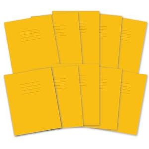 Hamelin A5 oefenboeken, 48 pagina's, geel, pak van 10 voor school, 8 mm gelinieerd en marge (9 x 7)