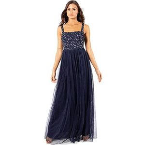 Maya Deluxe Strappy Delicate Sequin Maxi bruidsmeisjesjurk voor dames, navy, 46