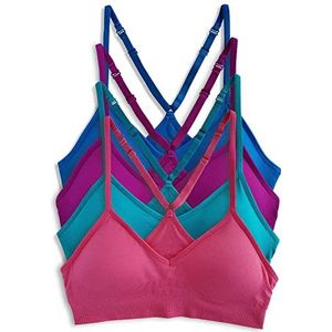 Kalon Dames Racerback Sport Bralette, Naadloos, Draadloze Comfort Beha, 4 stuks, S