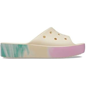 Crocs Klassieke Platform Slides voor Vrouwen, Vanille Multi, 41/42 EU