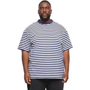 Urban Classics Heren T-shirt Regular Stripe Tee White/Dark Blue L, wit/donkerblauw, L