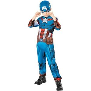 Rubies Captain America kostuum voor jongens, jumpsuit met glanzende ster en masker, officieel Marvel-kostuum, duurzaam kostuum Green Collection voor carnaval, Kerstmis, Halloween en verjaardag
