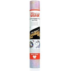 Siser EasyPattern Plus Glitter Abstract Rainbow Thermische transfer-vinyl, 50 x 30 cm, glinsterend vinyl met voorgedrukte patronen, compatibel met snijplotters