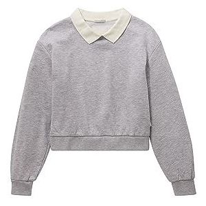 TOM TAILOR Meisjes Polo Sweatshirt met kraag, 15398-Light Stone Grey Melange, 176 cm