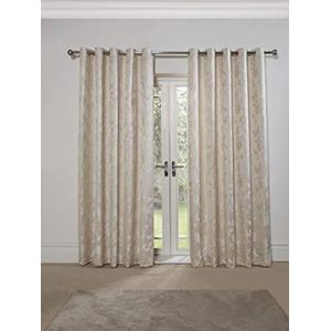 Emma Barclay Vlinder Meadow Lined Oogje Jacquard Gordijnen in Crème-Breedte 46 x Drop 54"" (116 x 137cm), 100% Polyester, B 54