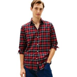 Tommy Hilfiger Heren gemerceriseerd Tartan RF Shirt MW0MW41494 L/S Shirt, rood, XXL, Rood (Regatta Rood/Check), XXL