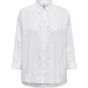 Onlnew Lina Grace Ls Emb Shirt Noos WVN, wit (bright white), XXL