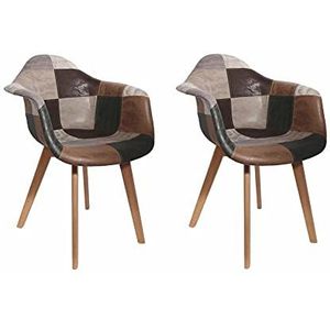 Set van 2 stoelen voor woonkamer, eetkamer, meerkleurig, patchwork, Scandivave hout