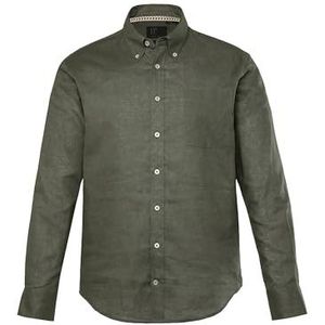 JP 1880 Herenkleding Big & Tall Plus Size L-8XL Linnen Blend Shirt 782629, Grijs Groen, 4XL