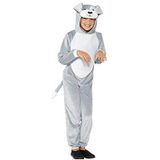 Dog Costume, Grey, with Hooded Jumpsuit & Tail (S)