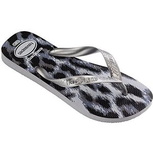 Havaianas - Top Animals, teenslippers voor dames, comfortabel, licht en duurzaam, zool met dierenprint, brede riemen, flexibele zool, Grijs Zilver Ice Grey, 33/34 EU