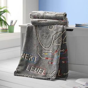 Catherine Lansfield Game Over Glow in the Dark Fleece Knuffeldeken 130x170 cm Deken Zwart