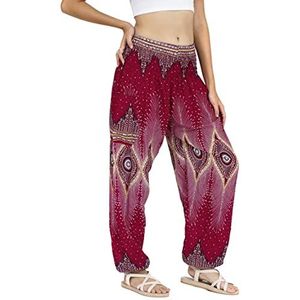 LOFBAZ Harembroek voor Vrouwen Yoga Boho Hippie Kleding Dames Palazzo Bohemien Pyjama Strand Indiase Zigeuner Genie Kleding Floral Bourgondië M