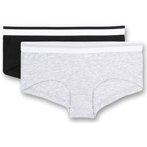 Sanetta Meisjes-cutbrief (dubbelpak) grijs melange en zwart | Hoogwaardige en duurzame katoenen onderbroek voor meisjes Inhoud: set van 2 ondergoed voor meisjes, grijs, 140 cm