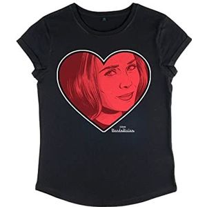 Marvel Dames WandaVision-Wanda Love Rolled Sleeve T-Shirt, Zwart, XL, zwart, XL