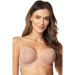 VIVISENCE Elegante damesbeha met zachte cups en kant, met decoratieve hanger, verstelbare niet afneembare bandjes, beige, 70F