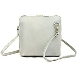 Kleine Vera Pelle Handtas Lederen Cross Body Tas voor Vrouwen Italiaanse Mini Schoudertas Hoge kwaliteit Strap, Grijs,