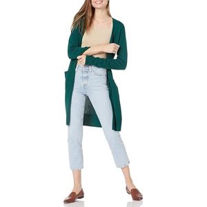 Amazon Essentials Women's Lichtgewicht lang vest (verkrijgbaar in grote maten), Donkergroen, L