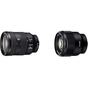 Sony SEL24105G 24-105 mm F4-lens met volledige beeldbevestiging met E-bevestiging & Sony E-Mount Sel-85F18 Telelens Met Vaste Brandpuntsafstand, Fe 85 M F1,8, Ed-Glas, Zwart