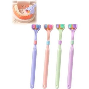 SensoryJoy Tandenborstel - 3-zijdige tandenborstel, 6 kleuren volwassenen en kinderen, 3D-tandenborstel, 3-zijdige tandenborstel voor speciale behoeften, zachte borstelharen bedekken de tandenborstel