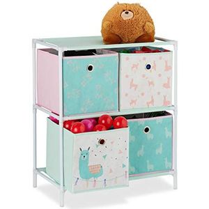 Relaxdays speelgoedkast met manden - kinderkast - kast voor speelgoed - lama design - 4