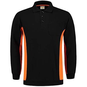 Tricorp 302001 casual polokraag tweekleurig borstzak sweatshirt, 60% gekamd katoen/40% polyester, 280g/m², zwart-oranje, maat 4XL