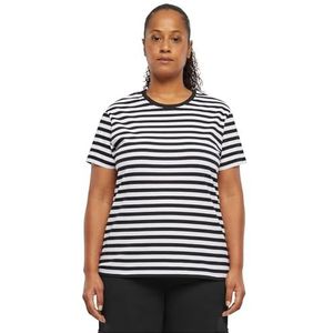 Urban Classics Dames T-Shirt Ladies Regular Striped Tee White/Black 4XL, wit/zwart, 4XL