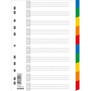 Donau 7710095PL-99 register, PP, A4, 225 x 297 mm, 10 plus 1 vel, verschillende kleuren