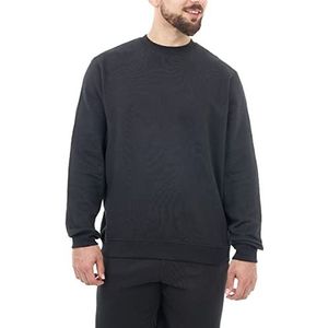 M17 Mens gerecycled sweatshirt casual lange mouw top klassieke trui effen trui ronde hals trui, Zwart, L