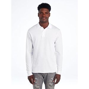Jerzees Heren Spot Shield poloshirt met lange mouwen, Lange mouw - Wit, XXL