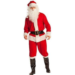 Boland 13412 - kerstman, pak met broek, korte jas met riem, muts met pompon, pruik en witte baard, laarskompen, Santa Claus deluxe, Kerstmis, carnaval, themafeest
