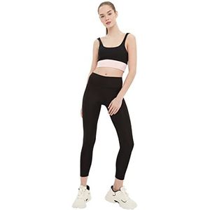 Trendyol Dames zwarte roller sport panty yoga broek, Zwart, XL