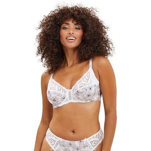 SANS COMPLEXE - BH met beugels van microvezel - Amelie print - dames - bloemenprint blauw en lichtgrijs - 100E, Blauwe en lichtgrijze bloemenprint, 85E