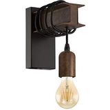 EGLO wandlamp TOWNSHEND 4, 1 lichtbron vintage wandarmatuur in industrieel ontwerp, retro lamp van staal, kleur: zwart, bruin, fitting: E27