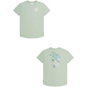 Champion Rochester 1919 Eco Future G - Circular Recycled Cotton Comfort Graphic S/S vrijetijdsjurk, lichtgroen pastel, 9-10 jaar meisjes en meisjes SS24, lichtgroen pastel, 9-10 Jaar