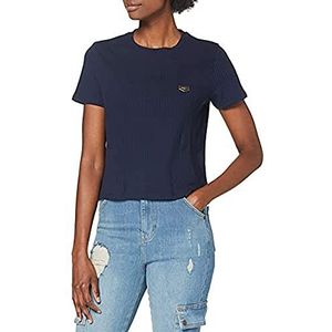 Gianni Kavanagh Navy Blue Core Short Sleeve Ribbed Tee T-shirt voor dames