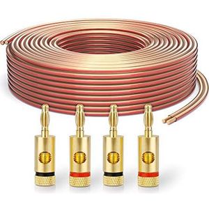 PureLink SP052-050 luidsprekerkabel 2 x 1,5 mm² (99,9% OFC volledig koper, 0 ,20 mm gevlochten kabel), hifi-luidsprekerkabel, 50 m, zwart