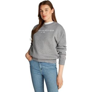 TOMMY HILFIGER - Sweater - Grijs - Ronde Hals - Katoen