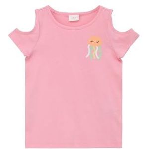 s.Oliver Junior Girls T-Shirt met Cut Out, Pink, 104/110, roze, 104/110 cm