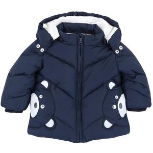 Chicco, Babydonsjack met capuchon, van zachte stof, met moderne en modieuze patronen, machinewasbaar, babykleding 0-24 maanden, ontworpen in Italië, Blauw (3), 1 Maanden