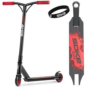 SOKE GO! Stunt Scooter Kick Scooter with ABEC 9 Ball Bearings Scooter Trick Scooter for Adults and Children Two Wheel Freestyle City Scooter 2 Wheels Load Capacity 100 kg (Black-Red)
